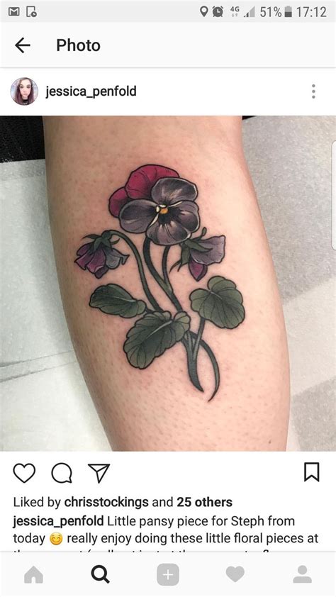 Pansy tattoo by Jessica Penfold, Legacy Ink, Haverhill, UK. 14th September 2017 | Pansy tattoo ...