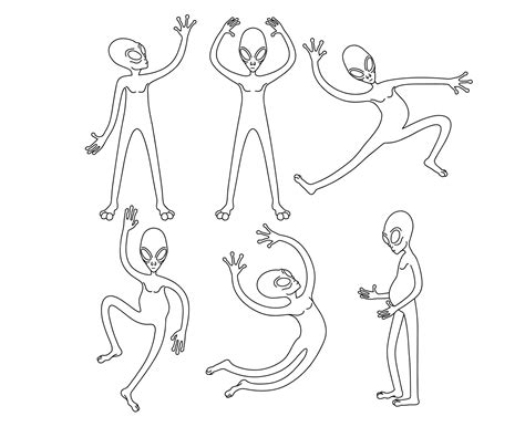 Doodle set of cute alien. 10257565 Vector Art at Vecteezy