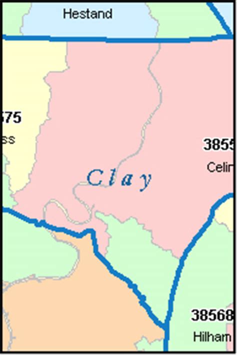 CLAY County, Tennessee Digital ZIP Code Map