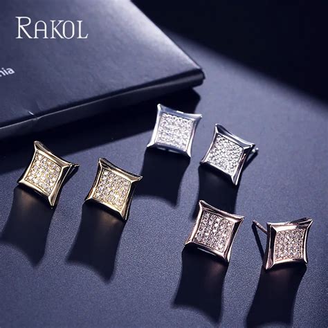 RAKOL Classic Micro Paved Cubic Zircon Korean Stud Earrings Set For Women Silver Color Mini Lovy ...