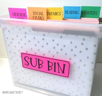 Sub Tub Labels by Samantha Henry | Teachers Pay Teachers