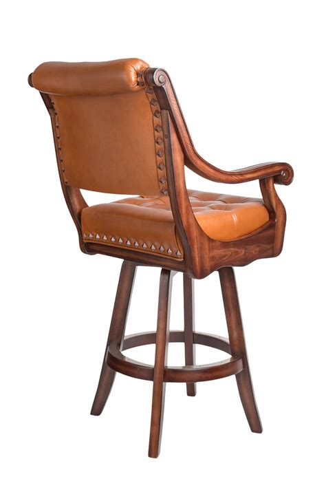 Leather Swivel Bar Stools With Backs And Arms - Odditieszone