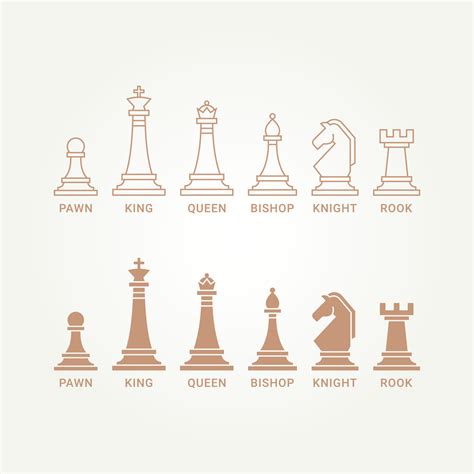 minimalist collection of chess piece design element logo template ...