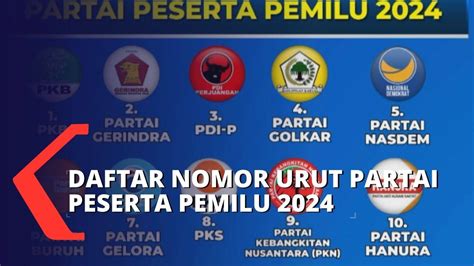 Inilah Daftar Nomor Urut Partai Politik Peserta Pemilu 2024! - Kompas ...