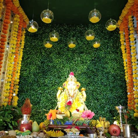 Ganesh Chaturthi Decoration | Ganpati decoration design, Flower decoration for ganpati, Ganpati ...