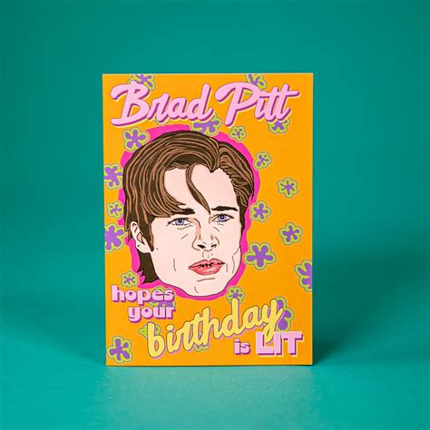 Brad Pitt Greeting Card Birthday Card Funny Card | Etsy