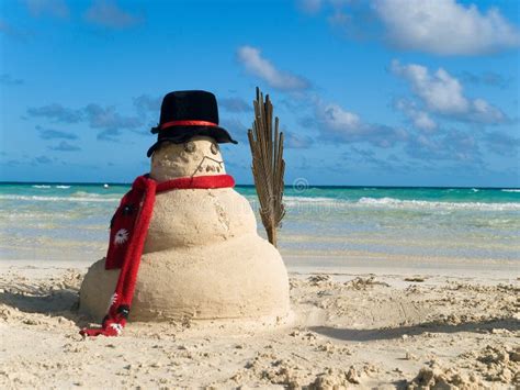 Snowman on beach stock photo. Image of traditional, summer - 10858108