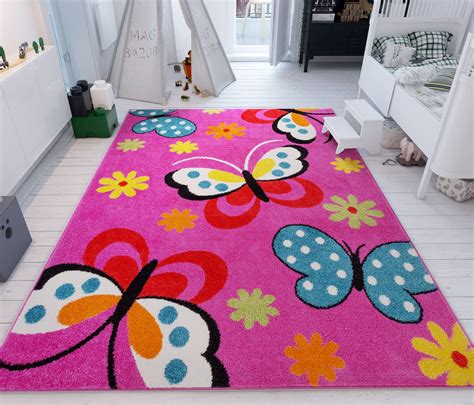 Well Woven Modern Rug Daisy Butterflies Pink 3'3'' x 5' Accent Area Rug Entry Way Bright Kids ...