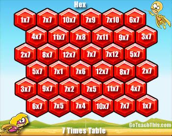 Multiplication Game - Hex - 2 Times Table to 12 Times Table Games