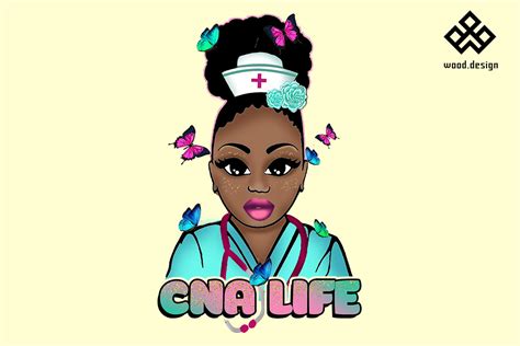 CNA Life Black Nurse Afro Woman PNG Graphic by Wood.design · Creative ...