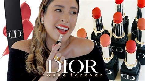 ROUGE DIOR FOREVER LIPSTICKS Swatches + New Transfer Proof Formula Review NEW DIOR LIPSTICKS ...