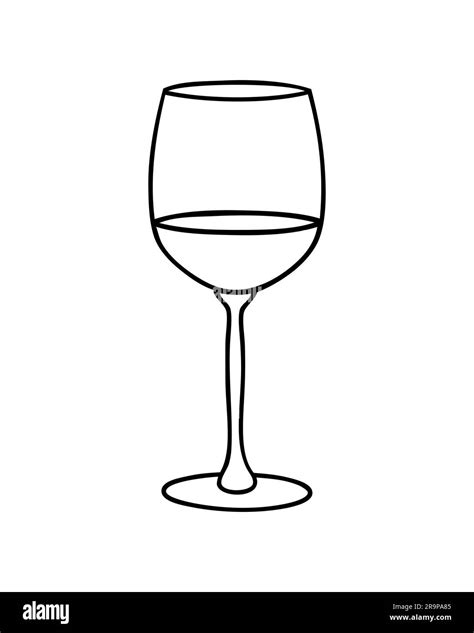 Vector illustration of wine glass isolated on white background. Icon, emblem, simple sketch for ...