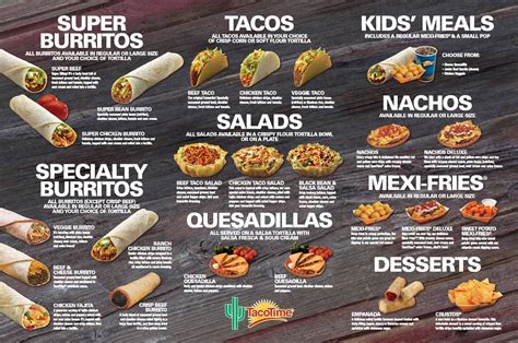 Taco Time | Tacos menu, Mexican food menu, Food menu design