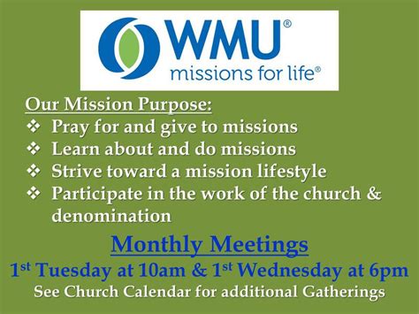 Lee Street Baptist Church - WMU -- Women's Missionary Union