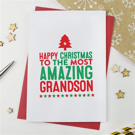 Amazing Grandson Christmas Card - Christmas Card - A is for Alphabet