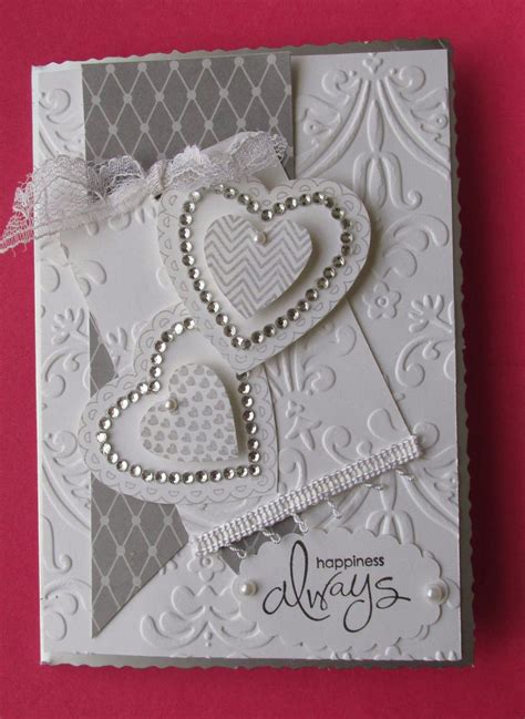 Wedding card, hearts and embossing. | Homemade wedding cards, Wedding cards handmade, Wedding ...