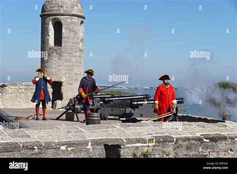 Cannon firing at Castillo de San Marcos, Spanish built fortress in St ...