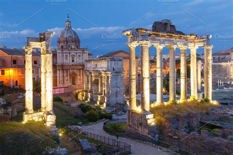 Ancient ruins of roman forum at night rome italy stock photo containing forum | Architecture ...