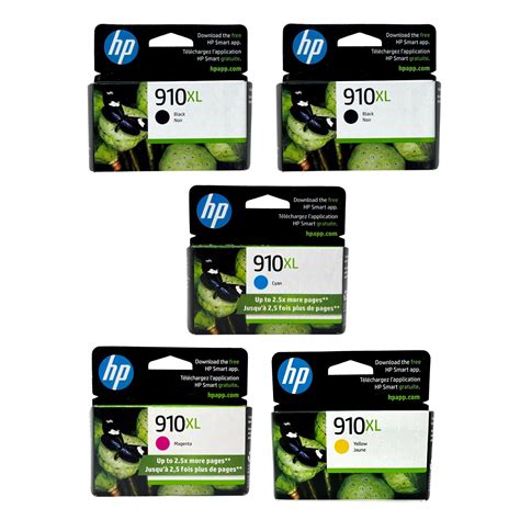 HP 910XL Ink 5 Pack - Black Cyan Magenta Yellow - Original HP Ink Cart