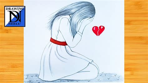 Easy way to draw heart broken sad girl | step by step beginner drawing ...