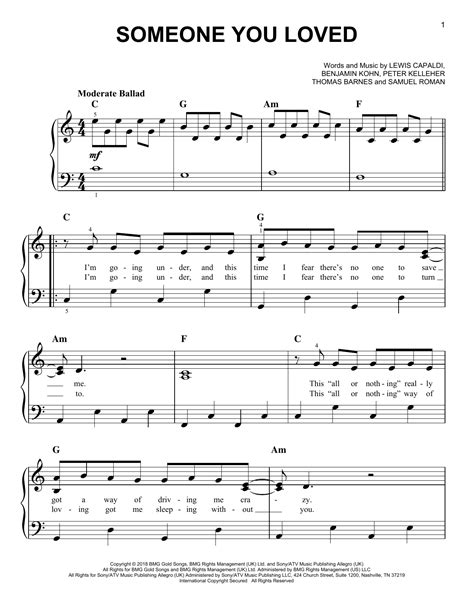 Lewis Capaldi "Someone You Loved" Sheet Music Notes | Download ...