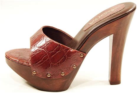 Womens Soca High Heel Wood Platform Sandals Brown | eBay