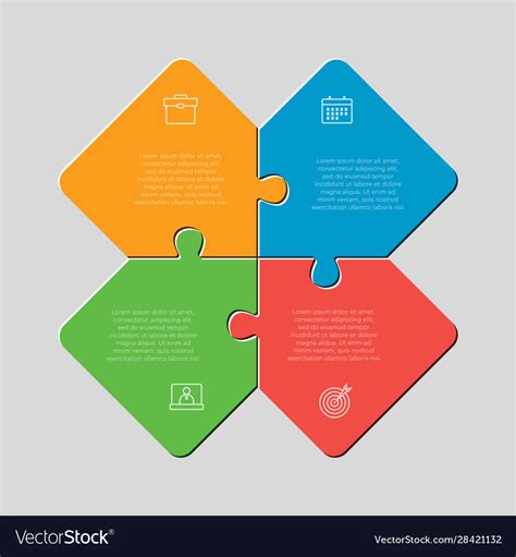 Four jigsaw puzzle square diagram info graphic Vector Image