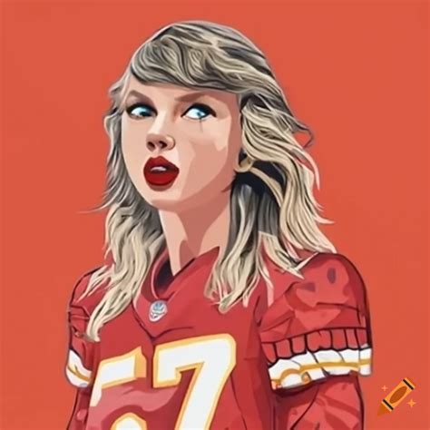 Taylor swift wearing a chiefs jersey on Craiyon