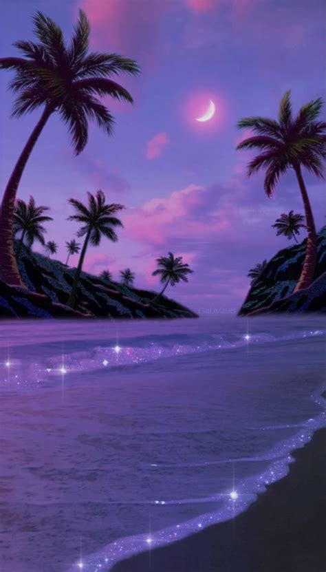 Purple beach 💜🌙 🌴 | Paisajes morados, Fondos de pantalla de color ...