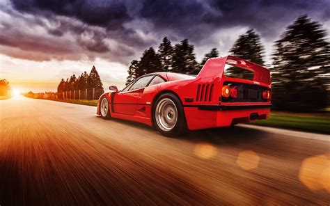 Wallpaper Ferrari F40 red supercar in high speed 1920x1200 HD Picture, Image