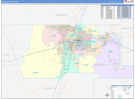 Bernalillo County, NM Wall Map Color Cast Style by MarketMAPS - MapSales