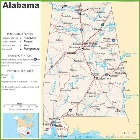 Alabama State Road Map | afputra.com