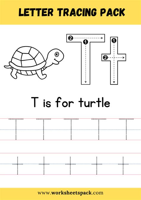 T is for Turtle Coloring, Free Letter T Tracing Worksheet PDF ...