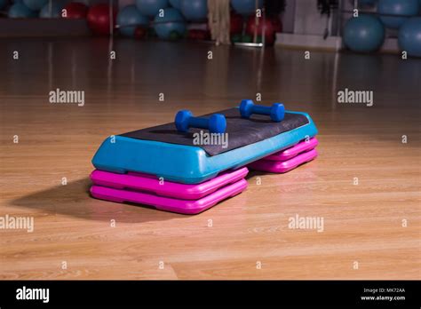 Step platform in gym, equipment for effective exercises Stock Photo - Alamy