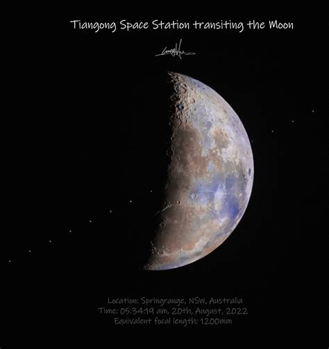 Tiangong Space Station Transits the Moon