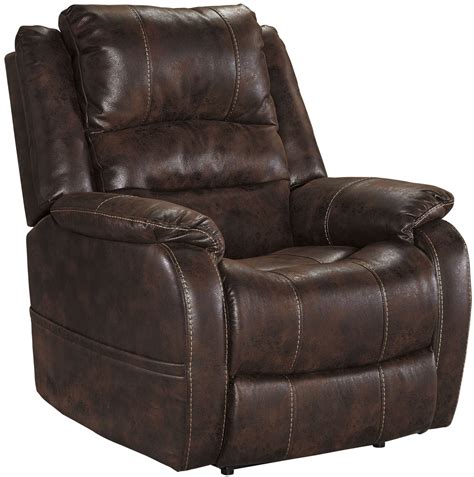 Barling Walnut Power Recliner With Adjustable Headrest from Ashley | Coleman Furniture