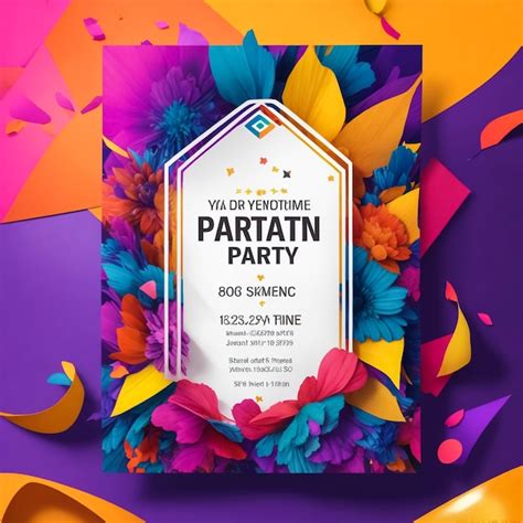 Premium Photo | Invitation Disco Party Poster Template with geometric background