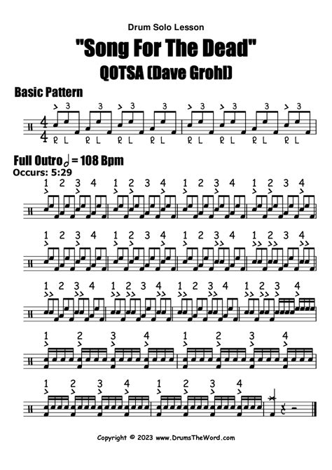 "A Song For The Dead" (QOTSA) DRUM SOLO LESSON - Free Video Drum Lesson ...