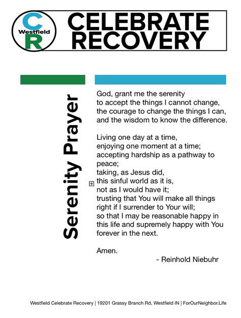 The Serenity Prayer by... - Westfield Celebrate Recovery