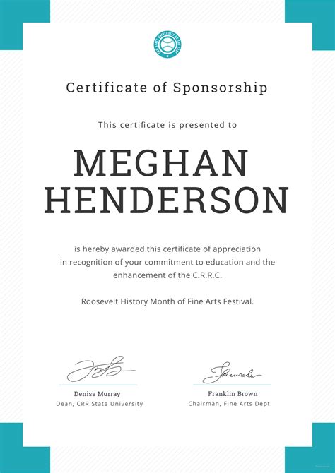 Free Sponsorship Appreciation Certificate Template in Adobe Photoshop, Illustrator, Microsoft ...