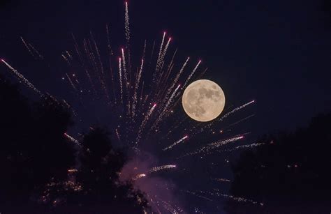 Full Moon And Fireworks - a photo on Flickriver