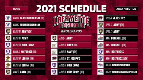 Lafayette Announces 2021 Spring Schedules - Lafayette College Athletics