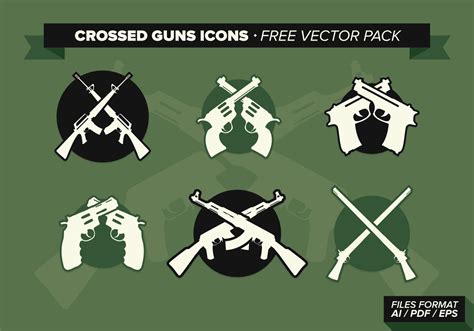 Crossed Guns Icons Free Vector Pack - Download Free Vector Art, Stock Graphics & Images