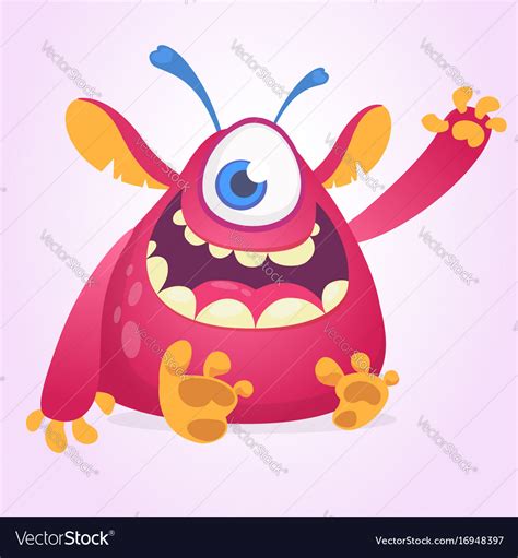 Happy cartoon monster mascot Royalty Free Vector Image