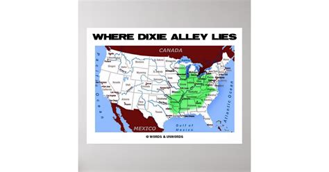 Where Dixie Alley Lies (United States Map) Poster | Zazzle