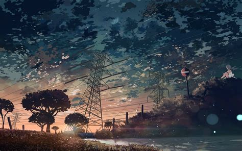 landscape, Digital Art, Power Lines, Signs, Bokeh, Clouds, Sunlight Wallpapers HD / Desktop and ...