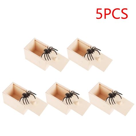 1-5PCS Spider in a Box Prank-Wooden Scare Box Toy-Trick Scary Halloween ...