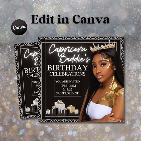 Capricorn Birthday Flyer Template, Capricorn Flyer, Capricorn Birthday Invitation, Capricorn ...