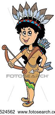 Clipart of Cute Native American Indian girl k3524562 - Search Clip Art ...