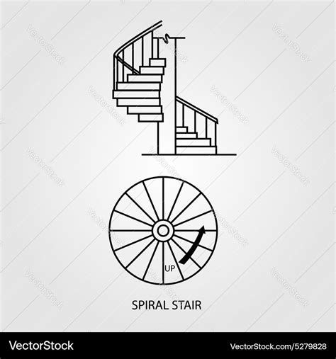 Top view and side view of a spiral staircase Vector Image